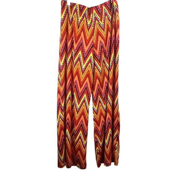 Fig & Flower Women's Pants Medium Stretch Colorful Chevron Pull On Boho Comfort - Picture 4 of 5